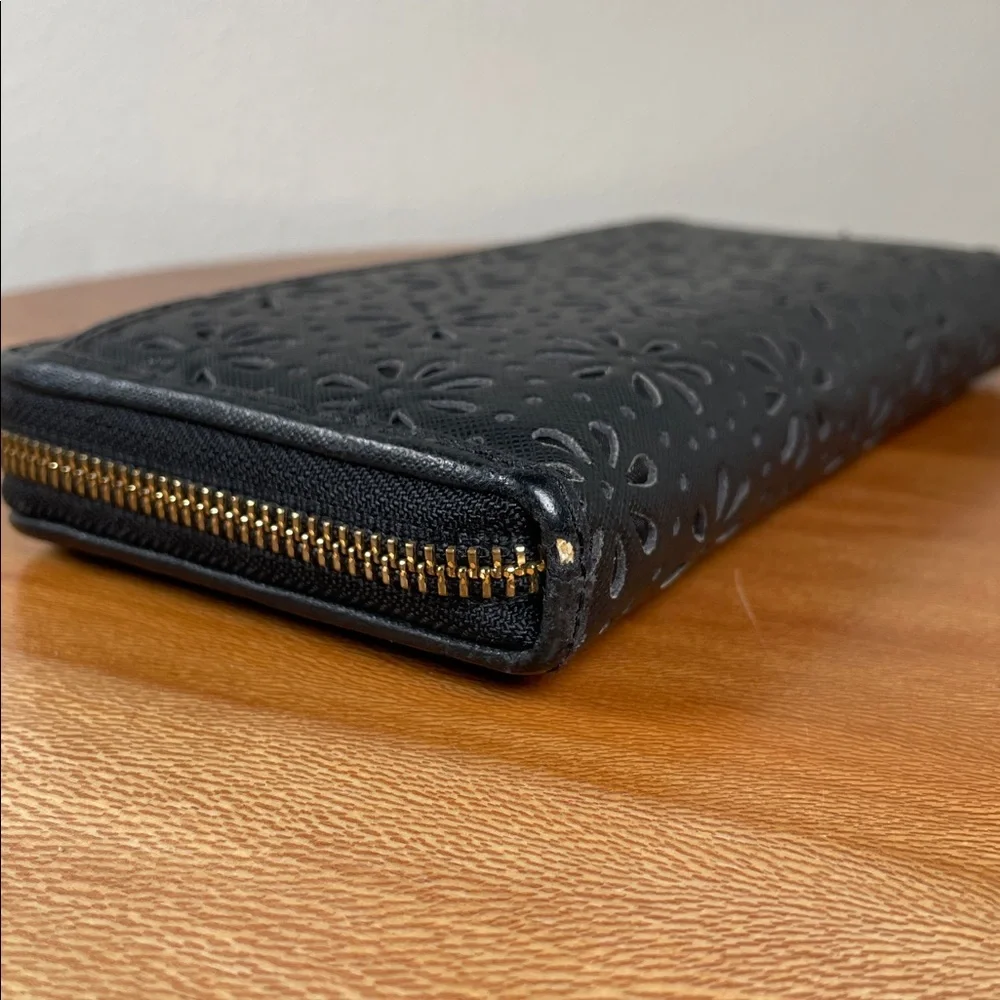 KATE SPADE New York Cedar Street Perforated Lacey Wallet Black Leather